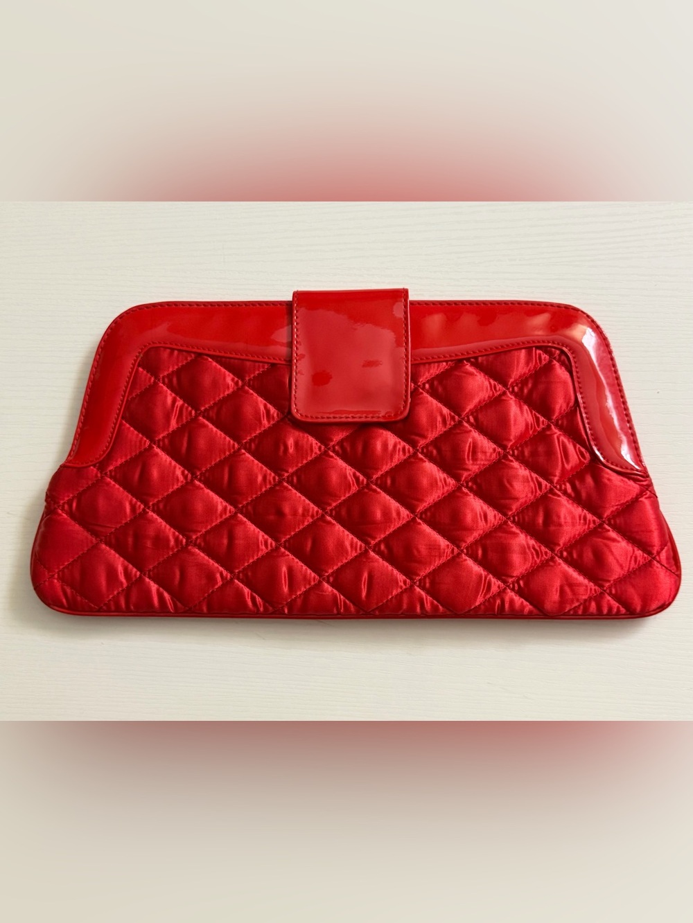 Quilted Satin Red Clutch Bag